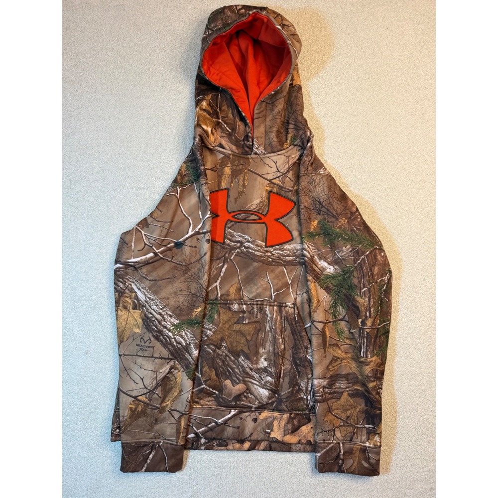 Under Armour Kids Realtree Xtra Camo Hoodie Orange Logo Youth Large YLG